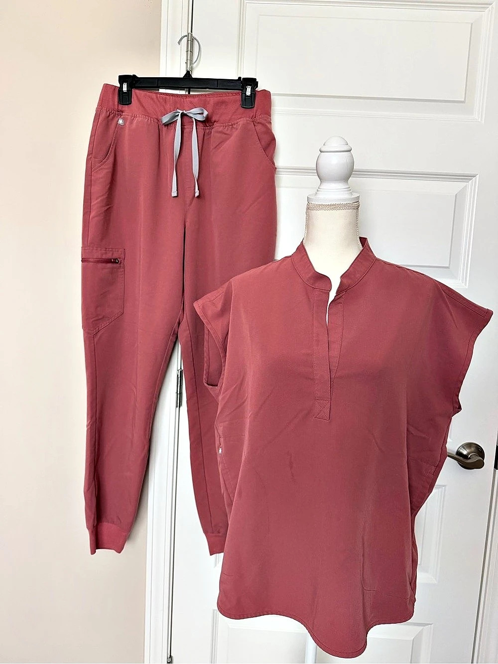 FIGS Scrubs Set in Mauve Rafaela Top Zamora Joggers